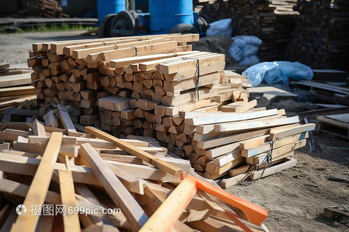 建筑工地上堆放的木材